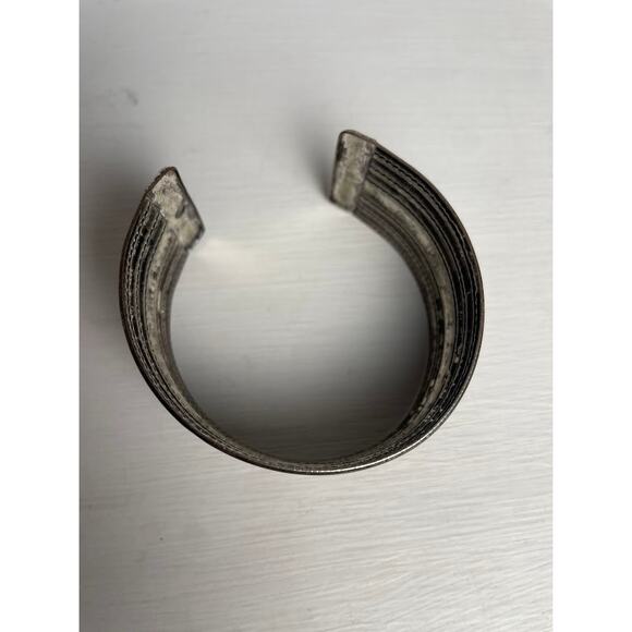 Silver Cuff Vintage Bracelet Rustic Western Wide Cuff Rope Ribs - Picture 2 of 9